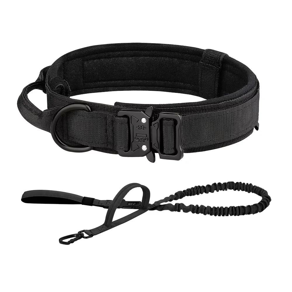Dog Training Collar- Adjustable Tactical Dog Collar/ Leash Set- Control Handle-Sizes M to XL Dogs-Collars/Leashes