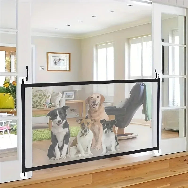 Heavy Duty Dog Barrier Fence with Hooks- Insulated Net- Foldable- Breathable Mesh-pet Security Gate for Indoor-Pet Stairs
