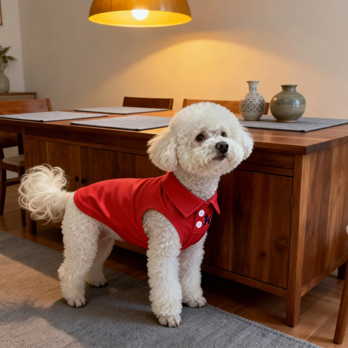 Solid Red Polo Shirts- Puppy Thin Breathable T-shirt- Vest Bipod-Skin Friendly-Delicate-Sizes XS-2XL-Costume/Apparel