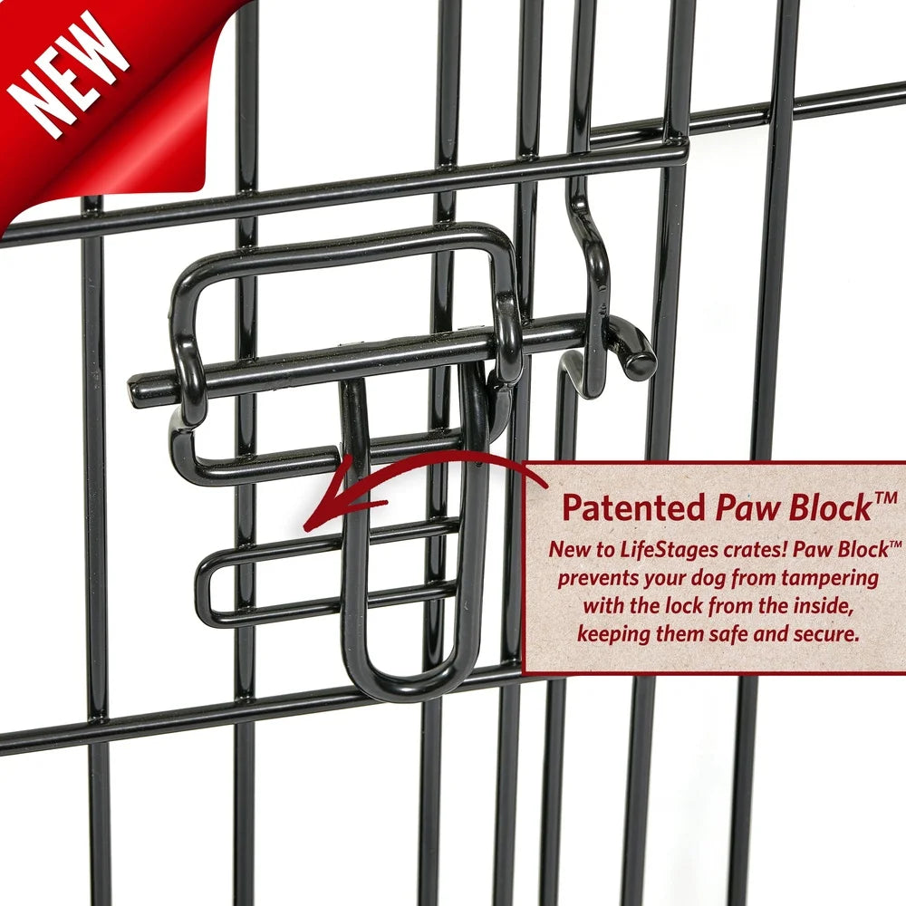 Heavy-Duty 36 Inch Double Door Folding Metal Dog Crate with Divider Panel- Leak-Proof Floor- Easy Assembly -Small to Medium Dogs