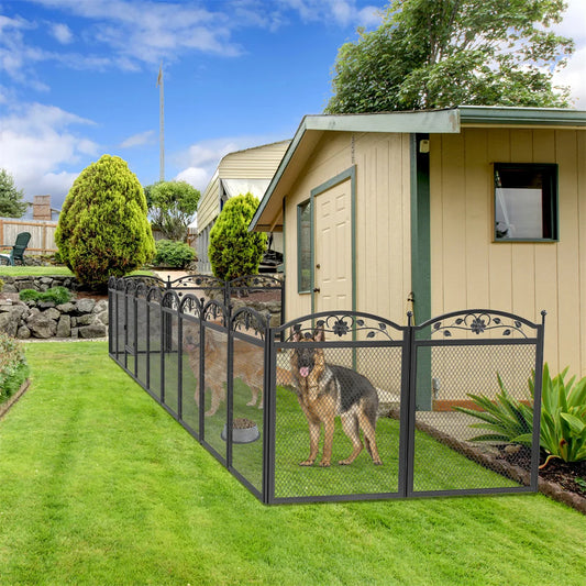 8 Panels DIY Heavy Duty Dog Playpen Fence- Outdoor Indoor  Metal Fence with Waterproof Fertility Pad for Whelping-Training