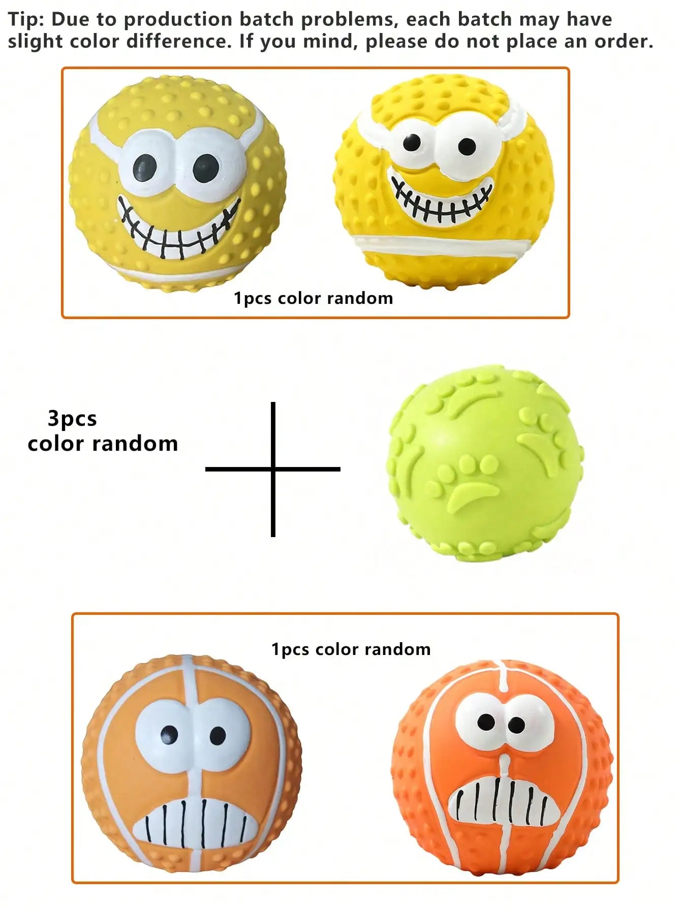 Cartoon Smiling Face Latex Dog Toy Ball- Interactive Chew Toy With Sound- Suitable For Small To Medium Dogs-Dog Toys