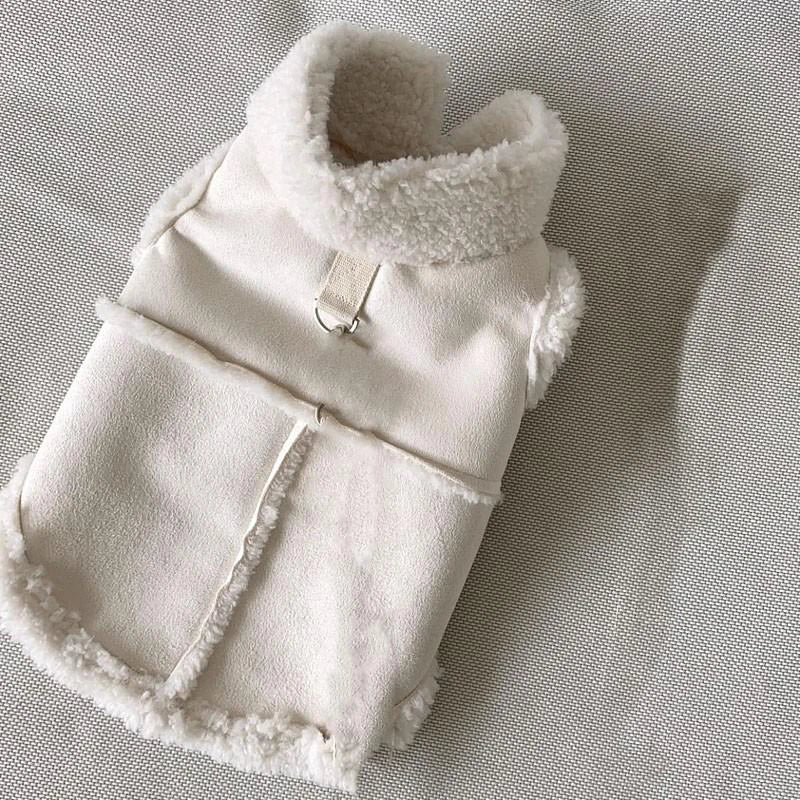 Classic Solid Color Dog Vest- Autumn Winter -Wool -Warm Pet Small Medium-sized Jacket -Warm Vest With Traction Buckle Velvet Clothes