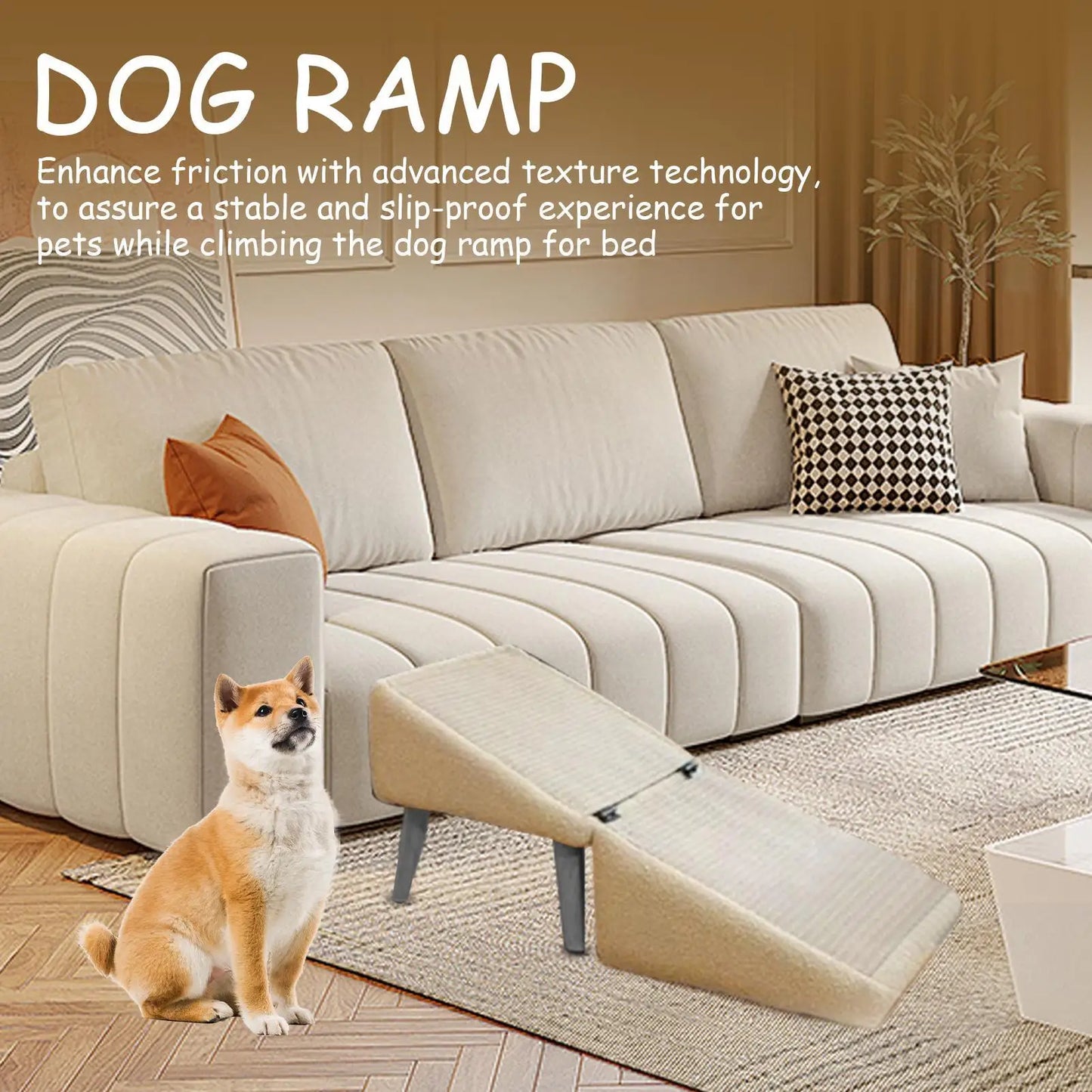 Dog Ramp-Foldable Dog Vehicle Stairs- Footrest Stool for Small Breeds-Non-Slip Ramp-Pet Stairs