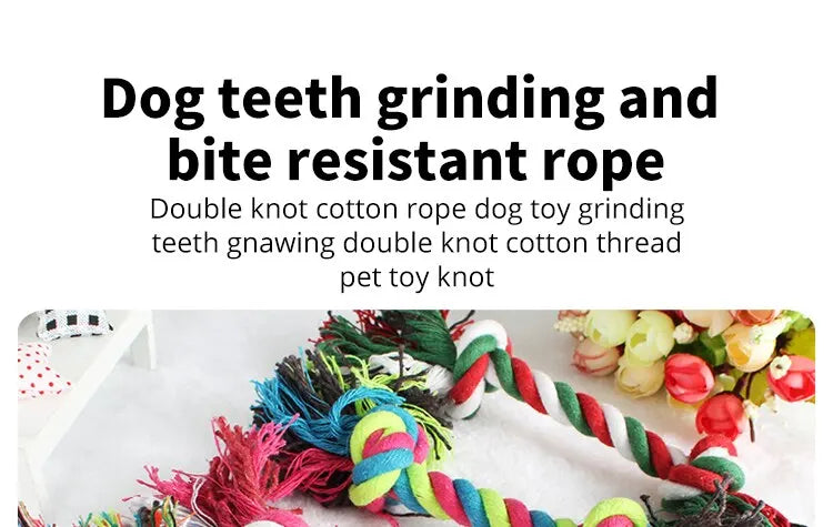 Molar Bite-Resistant Dog Toy- Cotton Rope Knot for Small Dog -Cleaning Teeth- Pet Chew-Dog Toys