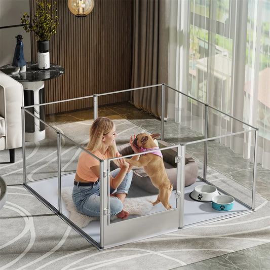 Extra Large Dog Playpen- Acrylic Enclosure with Waterproof fertility Pad- Pet Animal Bunny Ferrets Pet Whelping Box