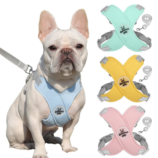 Dog Harness Leash Set- Breathable Chest Strap -Reflective- Vest Harness for Small/ Medium Dogs-Collars/Leashes