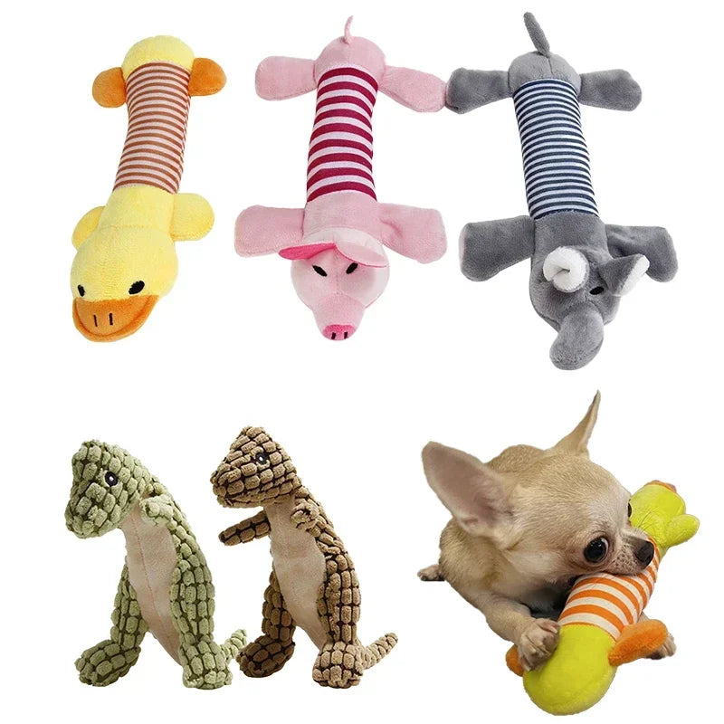 Animals Shape Plush Dog Toy- Bite Resistant-Squeaky Toys for Small Dogs- Interactive Chew-Dog Toys