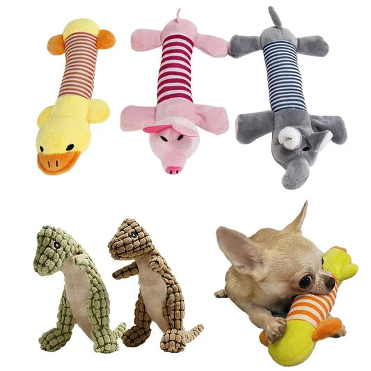 Animals Shape Plush Dog Toy- Bite Resistant-Squeaky Toys for Small Dogs- Interactive Chew-Dog Toys