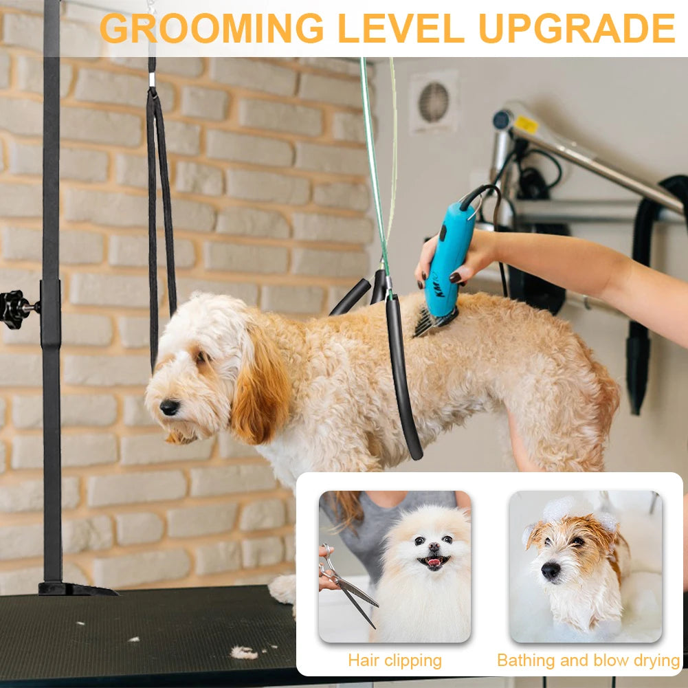 Dog Shower Stand with Restraint Rope Trimming Pet Grooming Stand- Pet Foldable Grooming Bracket Desk- Holder for Bath Desk-Pet Grooming