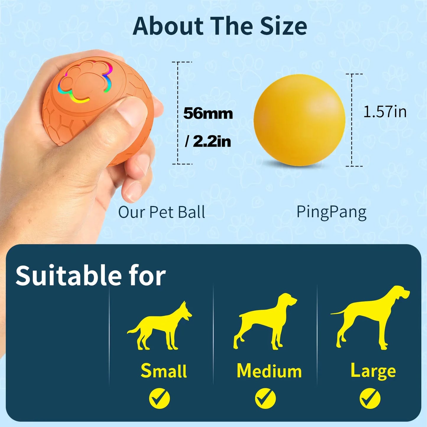 Smart Dog Toy Ball- Electronic -Interactive Pet Toy Ball -USB Automatic Bouncing Rolling Toy Ball With RGB Lights