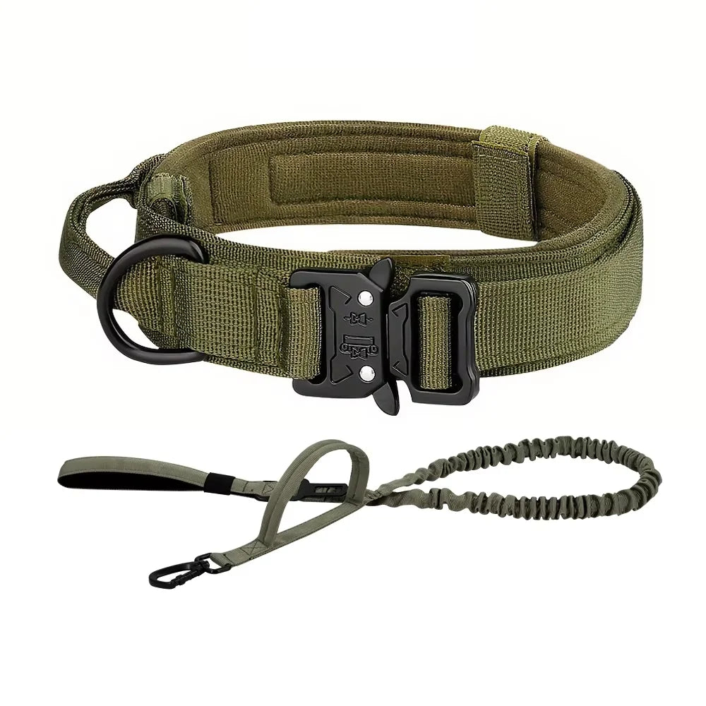 Dog Training Collar- Adjustable Tactical Dog Collar/ Leash Set- Control Handle-Lead Collar For M to XL Dogs-Collars/Leashes