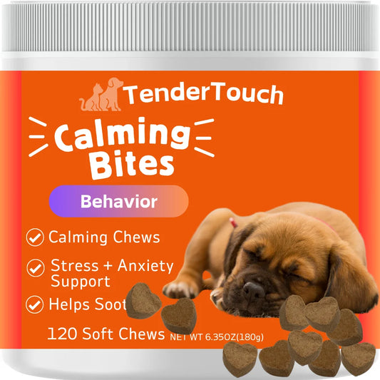 Calming Chews-120 Chews - 1 Pack(1 x 180g/6.35oz) 180g/6.35oz - Help Natural Dog Anxiety and Everyday Stress