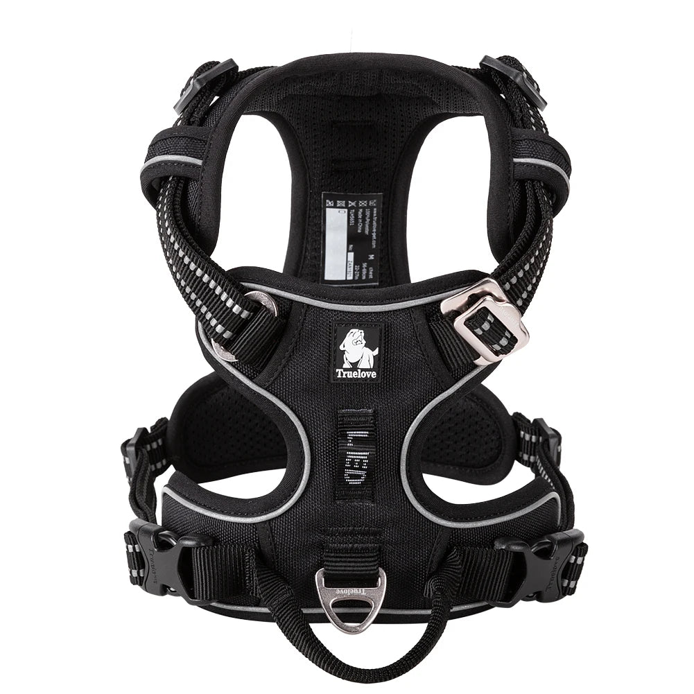 Truelove No Pull Dog Harness- Reflective- Breathable- Adjustable Training Vest-Sizes XS-XL Dogs- Night Walking-Collars/Leashes