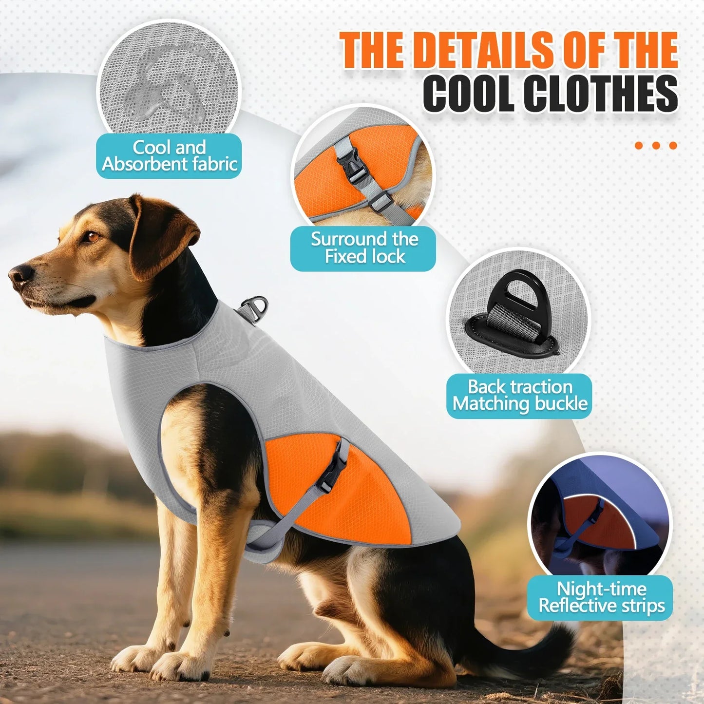 Dog Cooling Vest- Dog Harness Cooler Jacket with Portable Water Bottle for Walking Dog- Outdoor Camping and Hunting Training-Sizes S to 3XL-Costumes/Apparel