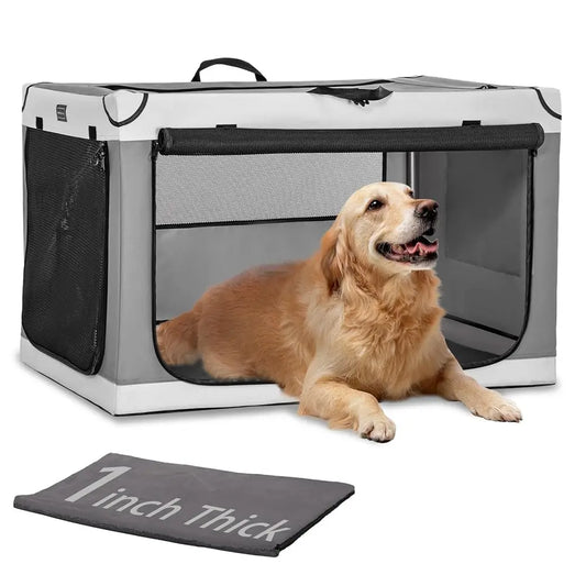 Portable Soft Dog Crate- 36" H Easy Set-Up- Light- Sturdy-Comfy Inside With 1"Thick Mat- Collapsible*Indoor