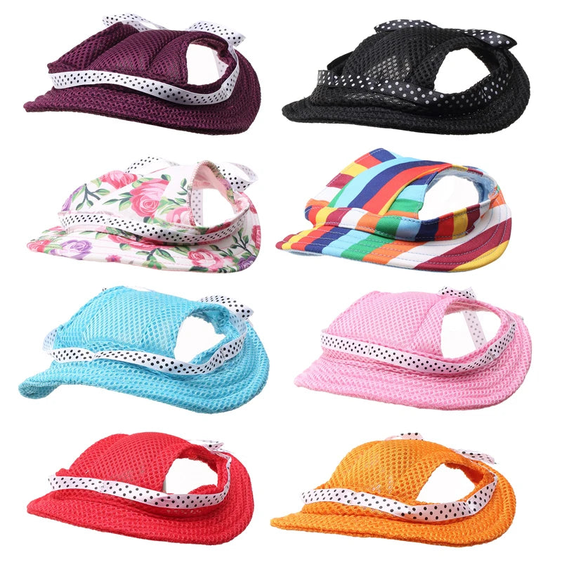 Dog Sunscreen Baseball Cap- Outdoor Sports Hat With Ear Holes- Adjustable- For Small Medium Dogs Cats Caps