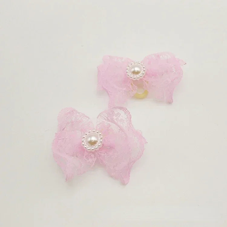 Pretty Pet Rubber Band Head Jewelry- Non-elastic Lace- Rice Lace Bow Rubber Band Head Flower- Pet Supplies Small Dog Accessories