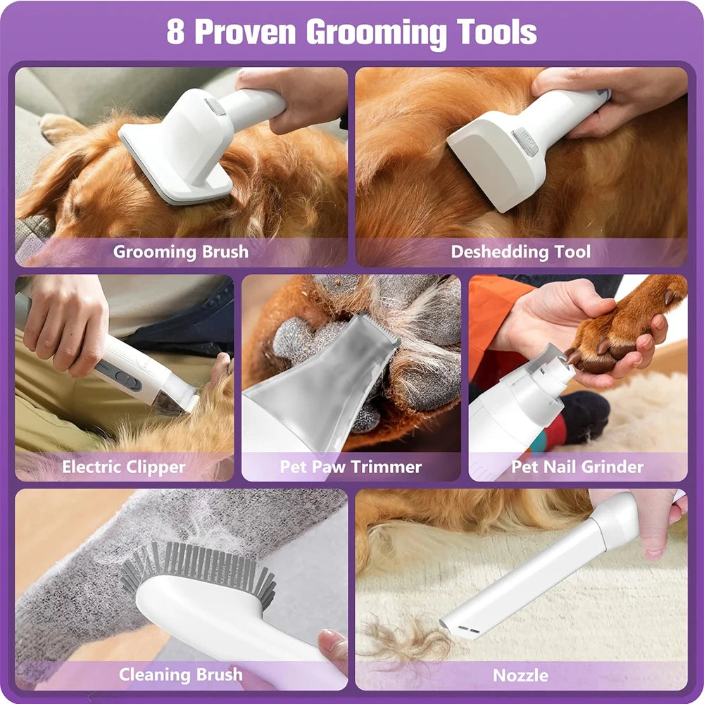 Homeika Pet Grooming Kit&Vacuum 99% Pet Hair Suction,Dog Grooming Vacuum with Nail Grinder/Paw Trimmer/Shedding Brush for DogCat