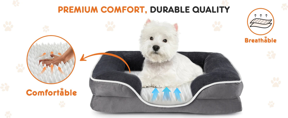 JHK Orthopedic Dog Bed- Memory Foam-with Washable/ Removable Cover- Non-Slip Base- Waterproof Liner-Size S-XL-Beds & Blankets