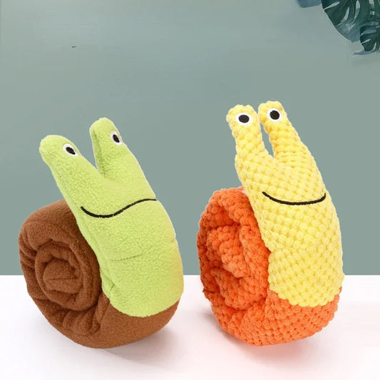 Foraging Dog Snuffle Snail-Plush Sound Interactive- Slow Feeder-  Easy Clean- Puzzle Toys