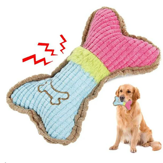 1pc Dog Squeaky Toys- Bones Shape Plush Dogs Chew Toy for Small Medium Breeds- Aggressive Chewers- Cleaning Teeth-Dog Toys