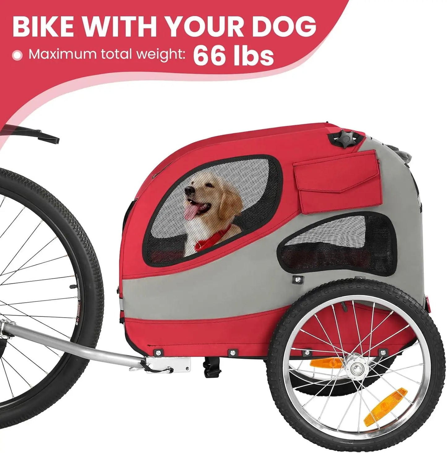 Dog Bike Trailer- Dog Cart for Bicycle-Suitable for Small and Medium Pets- Easy Folding Cart Frame- Quick Release Wheel