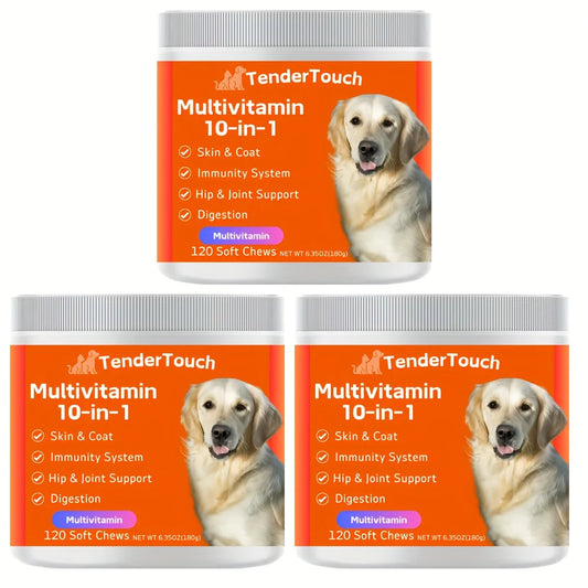 Pet Multivitamins Supplements-360 Chews - 3 Pack (3 x 180g/6.35oz) 540g/19.1oz -  Digestive Enzymes- Grain Free