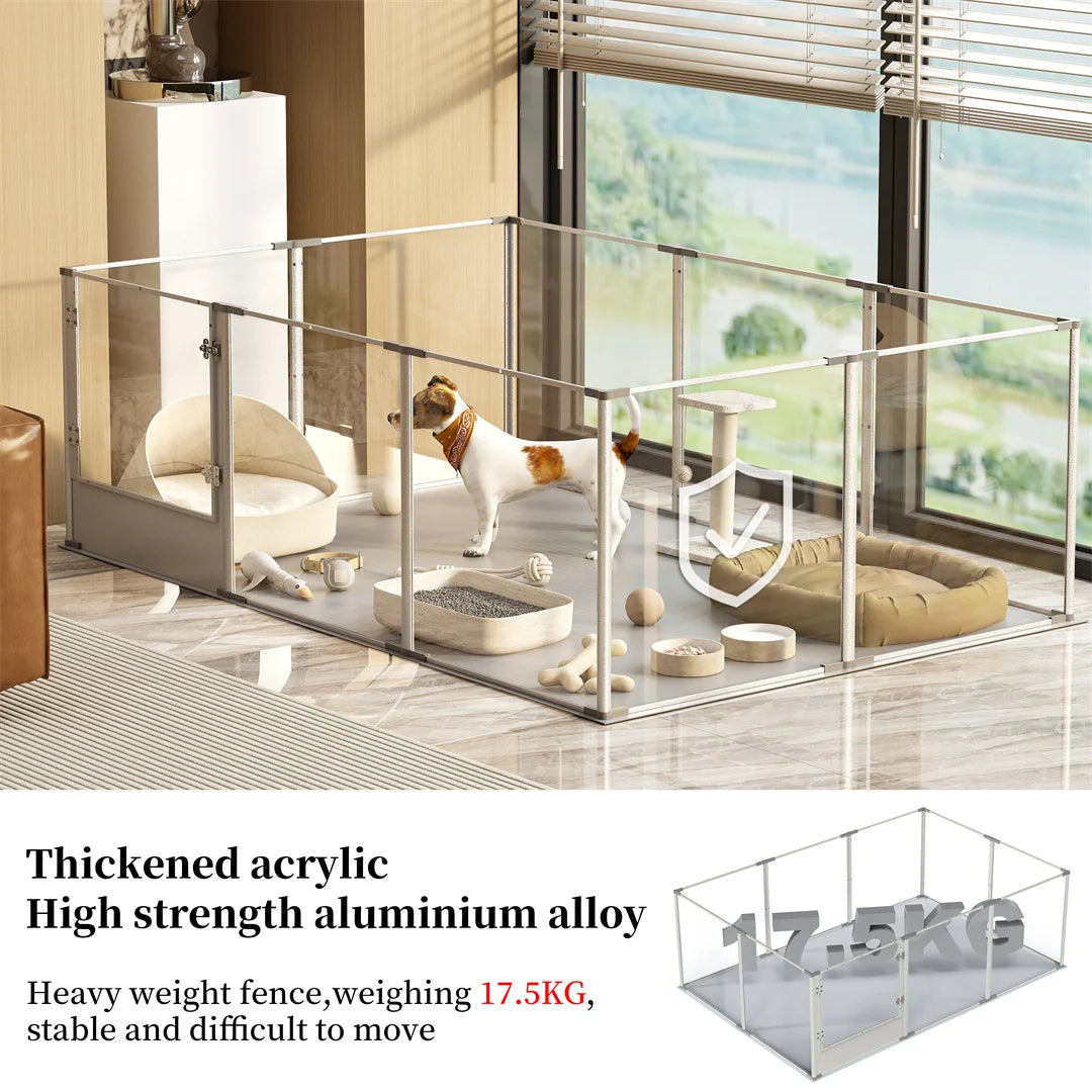 Ex-Large Clear Acrylic Dog Playpen- Waterproof-Exercise Playpen-Whelping Pad- Crate