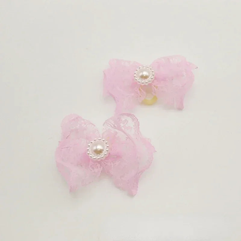 Pretty Pet Rubber Band Head Jewelry- Non-elastic Lace- Rice Lace Bow Rubber Band Head Flower- Pet Supplies Small Dog Accessories