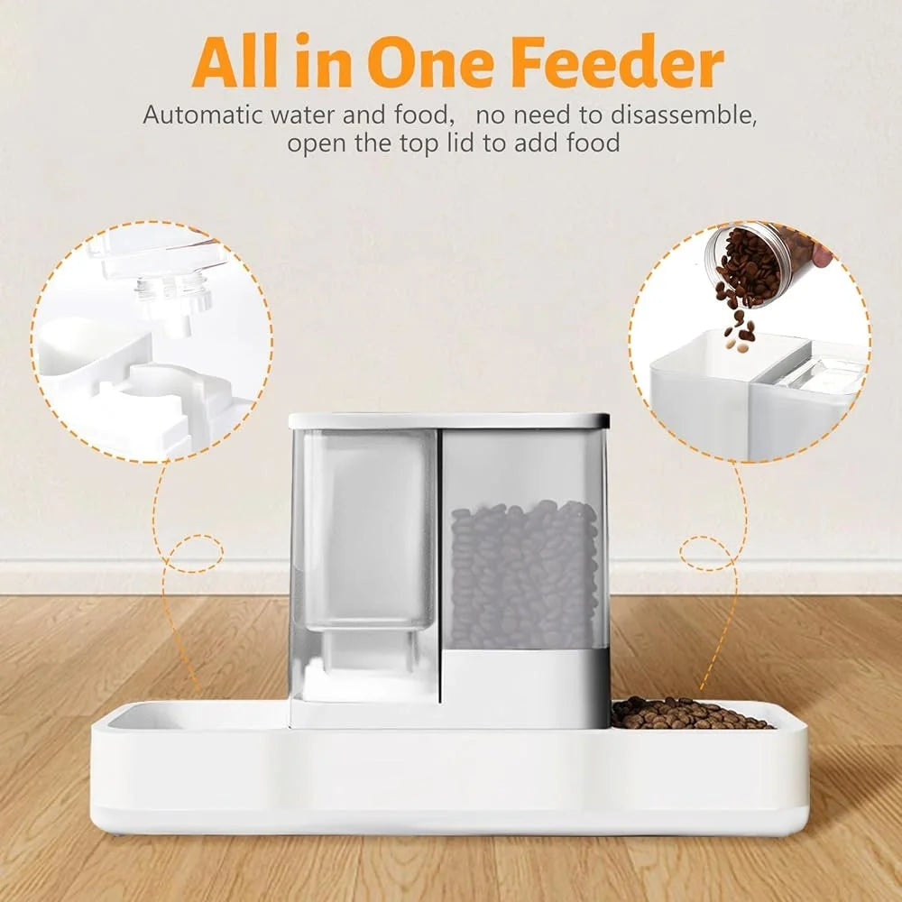 Automatic Small Pet Feeder/ Water Dispenser- 2 in 1 Gravity Bowl Set For Pets- Easy Clean Non Electric
