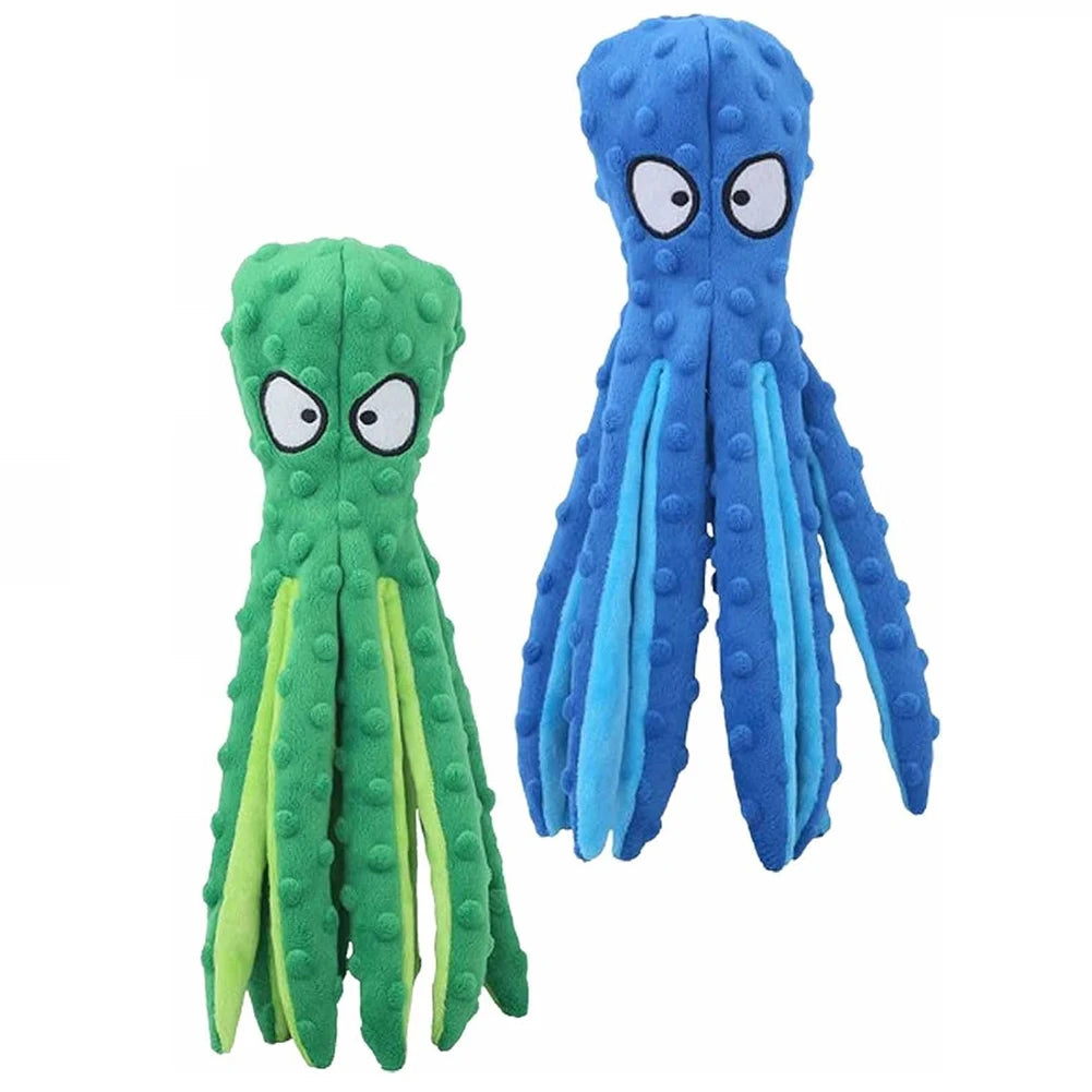 2 Pcs Octopus Dog Toy- No Stuffing Squeaky Plush Toy- Bite Resistant- Interactive Chew Toy for Small Medium Dogs-Dog Toys