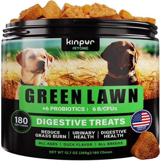 Green Lawn Chews for Dogs- Cranberry ACV Digestive Enzymes Natural Dog Urine Neutralizer for Lawn- Supports Healthy Bladder