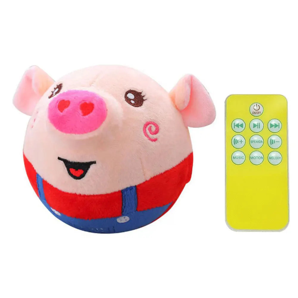Cartoon Pig Active Moving Talking Pet Plush Toy- Washable Dog Ball- USB Rechargeable Interactive Dog Toy