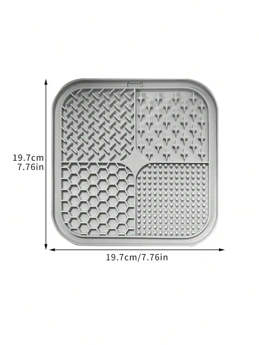 1pc Silicone Pet Slow Food Bowl Mat-For Dogs or Cats- Anti-Choking- Licking Pad With Suction Cup Design-Pet Bowls/Feeding