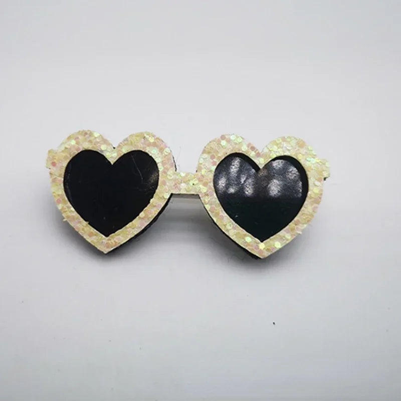 Diamond Dog Heart -Shape Sunglasses- with Hair Clip