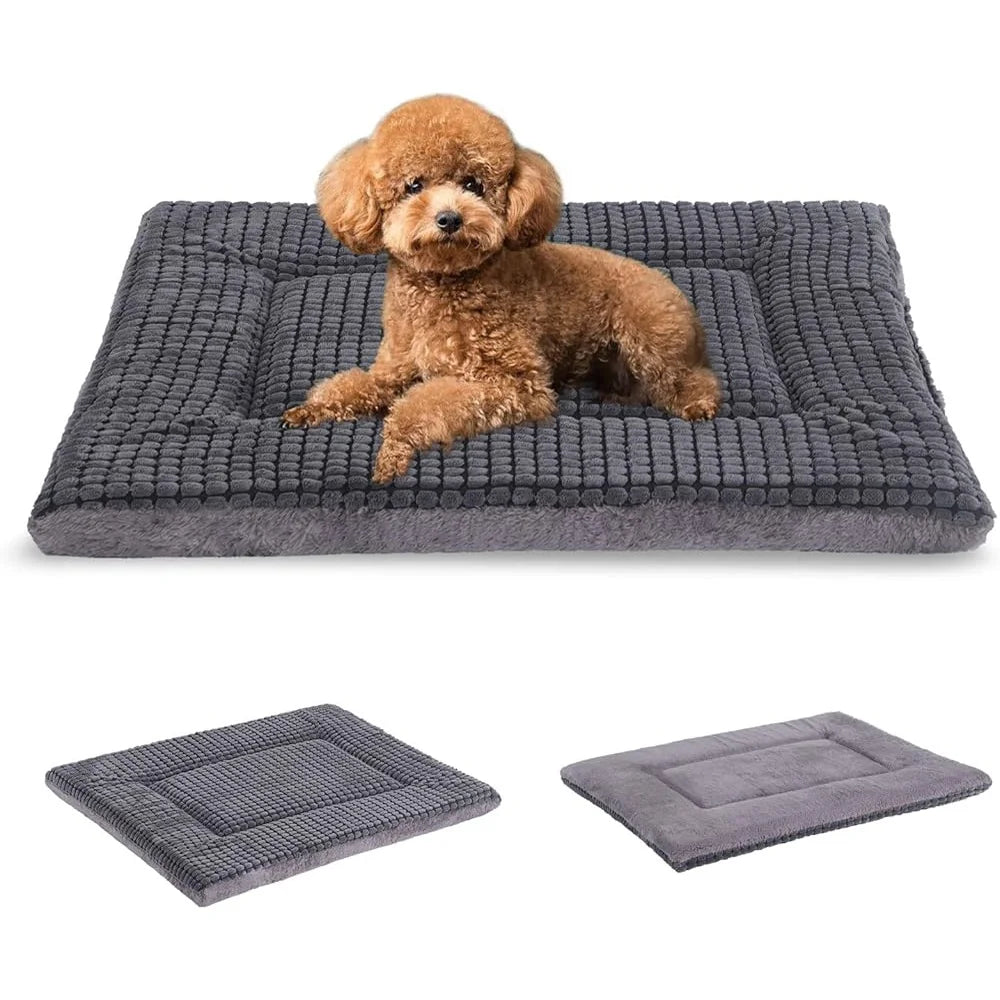 Reversible Dog Bed Mat-Soft Memory Foam- Washable- Pet Cushion Crate Pad- Durable Comfortable Sleeping Mattress- Small Medium Dogs