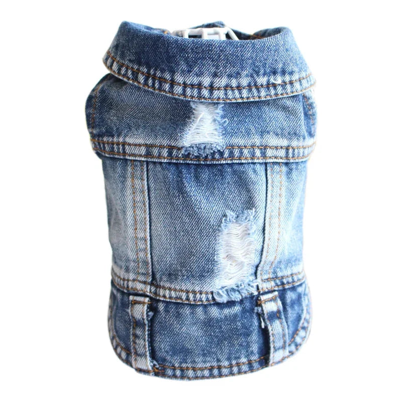 Retro Designer Dog Jeans Jackets Vest for Small Dogs- Handsome Denim Jacket- Durable- Sizes XS-XXL-Costumes/Apparel