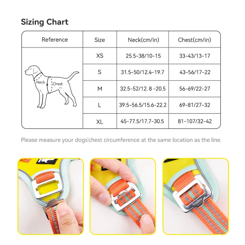 Truelove No Pull Dog Harness- Reflective- Breathable- Adjustable Training Vest-Sizes XS-XL Dogs- Night Walking-Collars/Leashes