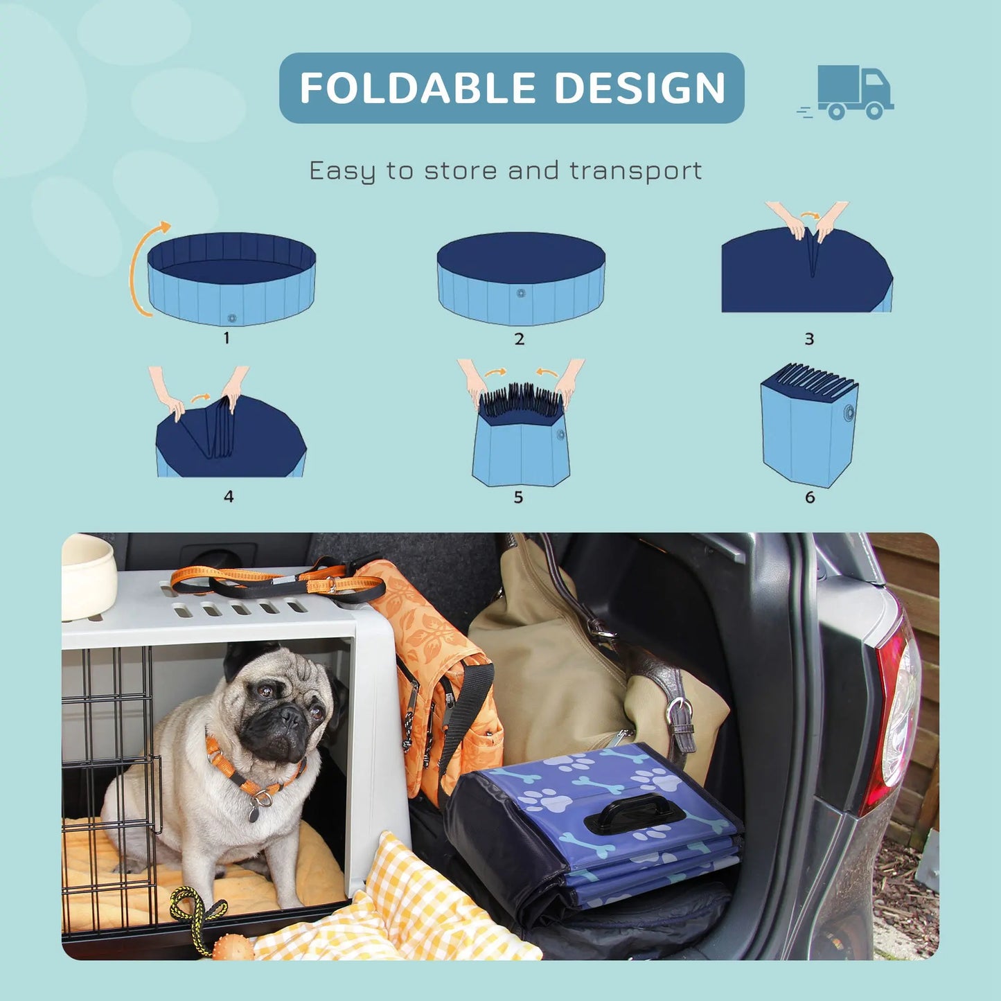 Foldable Pet Swimming Pool- Easy To Store- Portable-Plastic Durable Anti Slip-XS to XL Dogs- Outdoor Pool- Pet Accessories