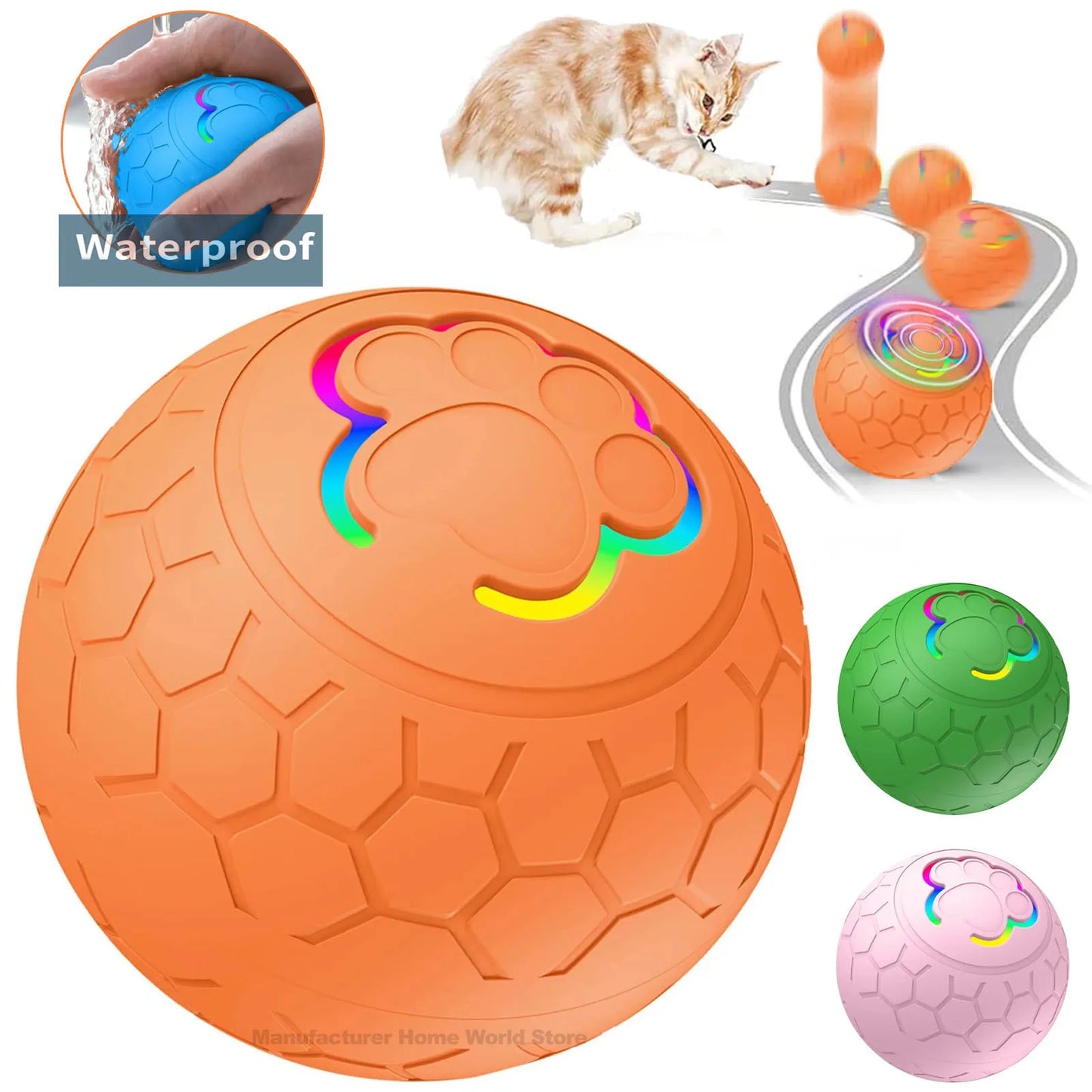 Smart Dog Ball Toy- Electronic Interactive Toy-USB Automatic Bouncing Rolling Toy Ball With RGB Lights-Dog Toys