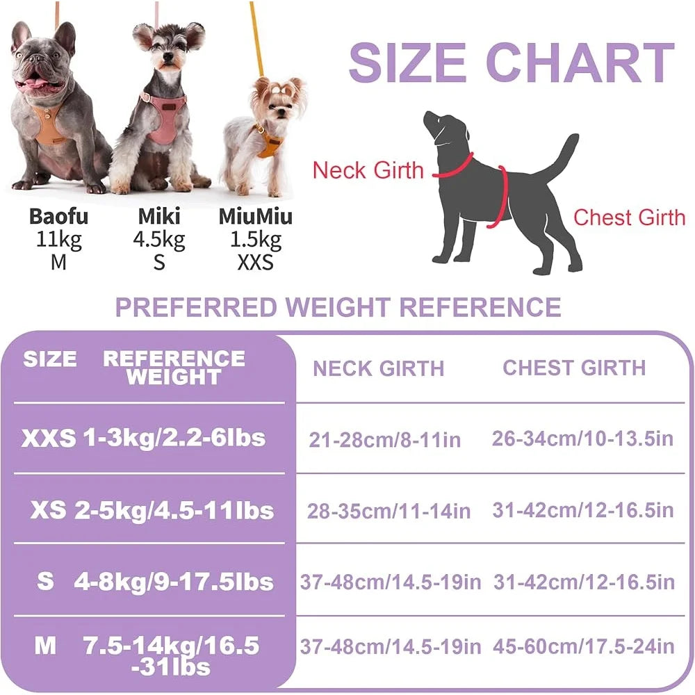 Adjustable No Pull XXS Puppy Harness- Soft Escape Proof Pet Vest with Multifunctional Dog Leash- Lightweight Breathable Small Dogs