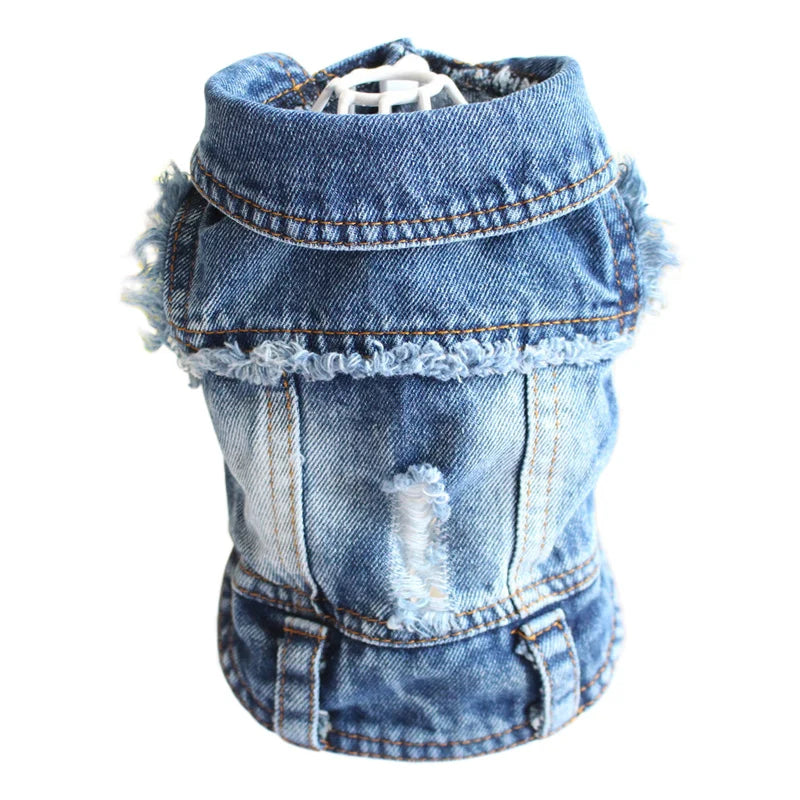 Retro Designer Dog Jeans Jackets Vest for Small Dogs- Handsome Denim Jacket- Durable- Sizes XS-XXL-Costumes/Apparel