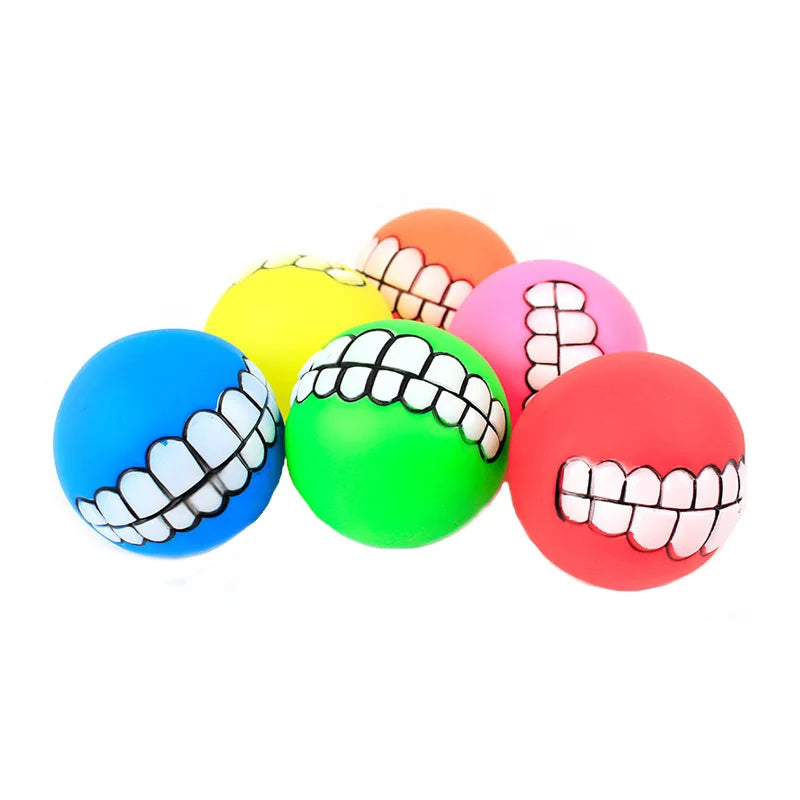 1pc Rubber Dog Toys- Squeaky -Cleans Teeth- Dog Chew Toy- Small Puppy Toys Ball- Bite Resistant-Diameter 7cm-Dog Toys