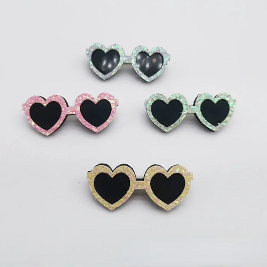 Diamond Dog Heart -Shape Sunglasses- with Hair Clip