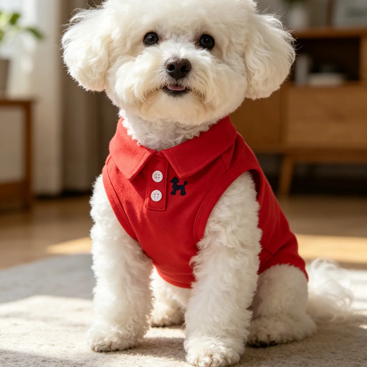 Solid Red Polo Shirts- Puppy Thin Breathable T-shirt- Vest Bipod-Skin Friendly-Delicate-Sizes XS-2XL-Costume/Apparel