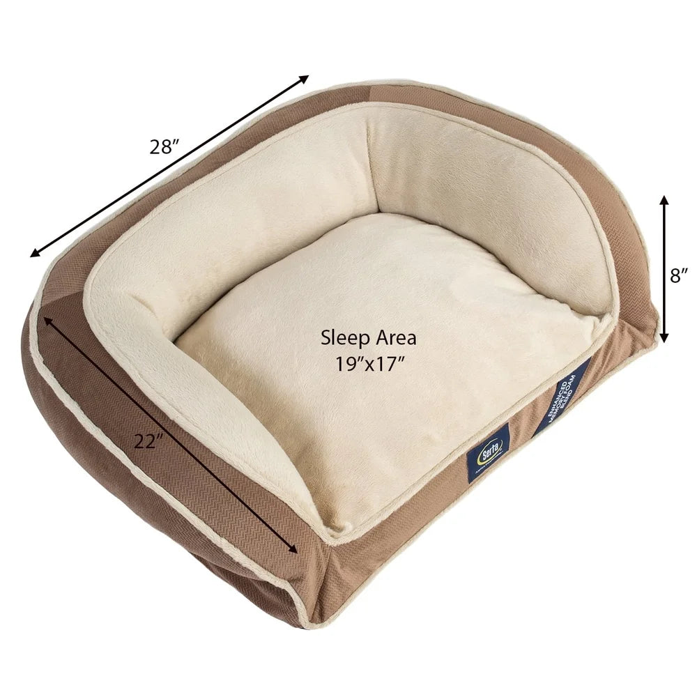 Pedic Memory Foam Mini Couch Dog Bed in Brown -Small