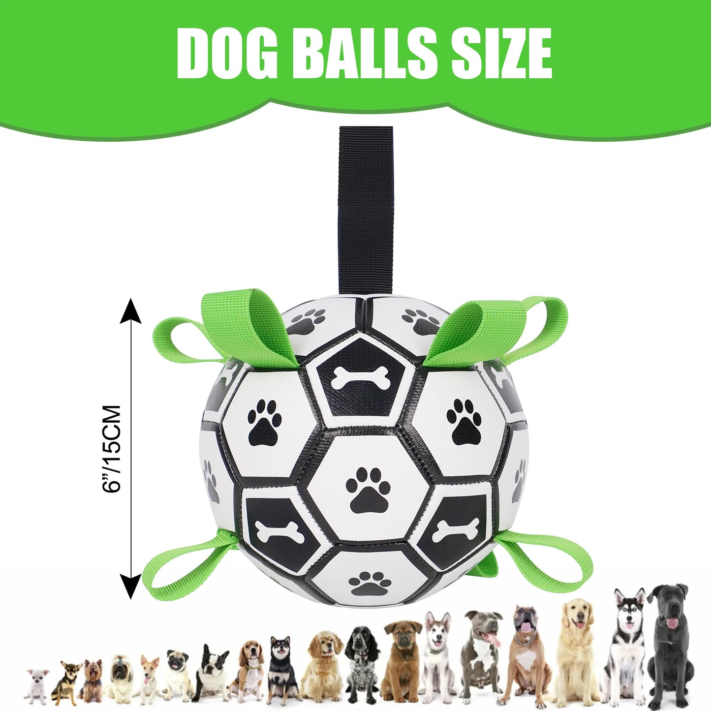 Dog Toys Soccer Ball with Straps- Interactive Toy for Tug of War- Durable- Dog Toys