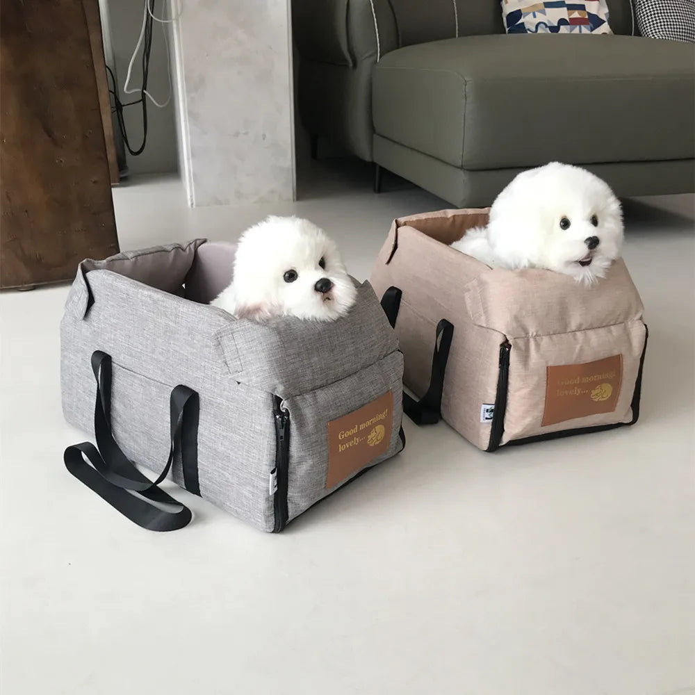 Dog Gray Car Seat-Central Car Seat-Portable Carrier for Small Dogs-Pet Car Seat