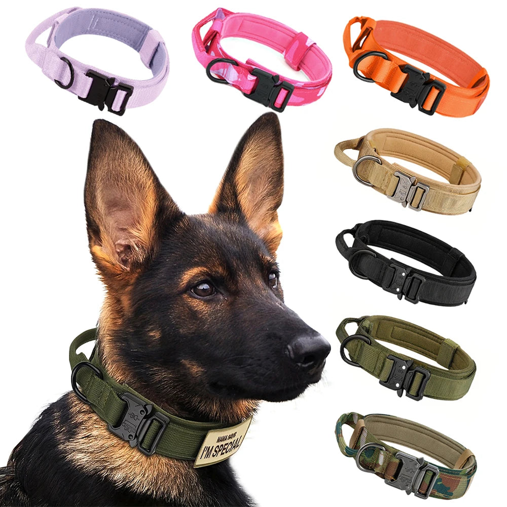 Dog Training Collar- Adjustable Tactical Dog Collar/ Leash Set- Control Handle-Lead Collar For M to XL Dogs-Collars/Leashes